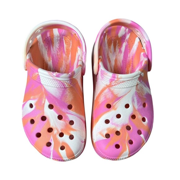 Crocs Girls Marbled Cutie Platform Clogs Size 2 NWOT Papaya Pink & Orange - Picture 4 of 14